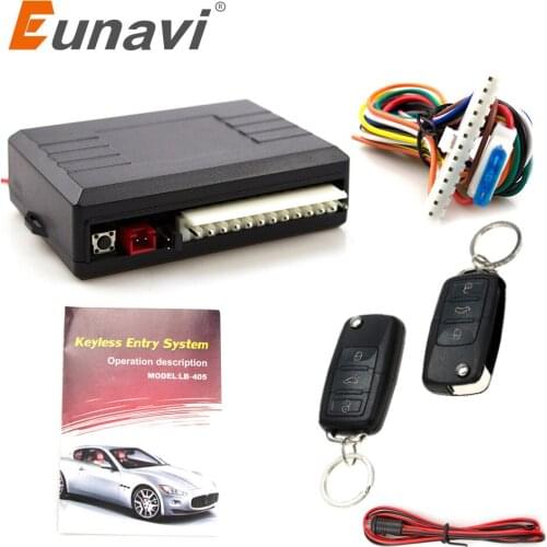 Eunavi Universal Car alarm system Auto Door Remote Central Control Lock Locking Keyless LED Keychain Central Kit Door Lock