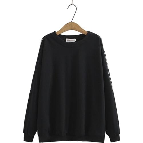 Plus Size Womens Grey Black Hoodie Casual Spring Summer New Pullovers Solid Zipper Outerwear