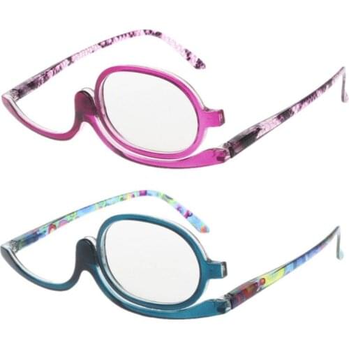 Women Makeup Reading Glasses Rotatable Flip Make Up Eye Glasses Presbyopic +1.00 To +4.0