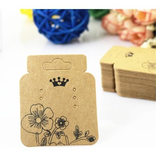 100pcs Kraft Paper Jewelry Necklace Earring Hanging Packaging Card Display Cards