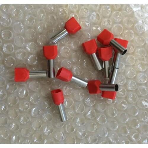 100pcs TE6014 2x6mm2 Double tube line nose needle shape Insulated Bootlace Ferrule Terminal