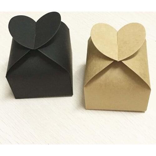 12 pcs black/brown kraft paper with heart-shaped box DIY wedding candy/chocolate/cake box lovely gift box