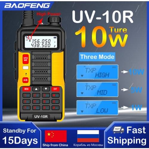 2021 Baofeng New Professional Walkie Talkie UV 10R 30km 128 Channels VHF UHF Dual Band Two Way CB Ham Radio For Hunt Forest City