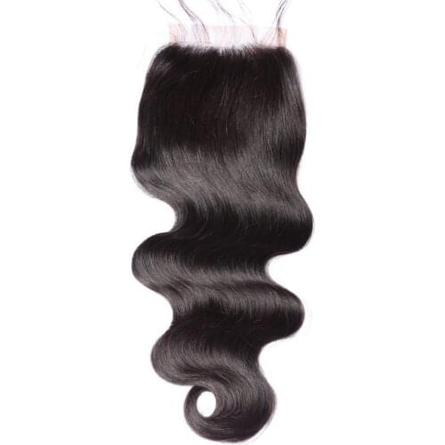 5*5 Silk Base Lace Closure Human Hair Silk Top Closure Body Wave 24“ Remy Human Hair Extensions with Baby Hair Natural Black