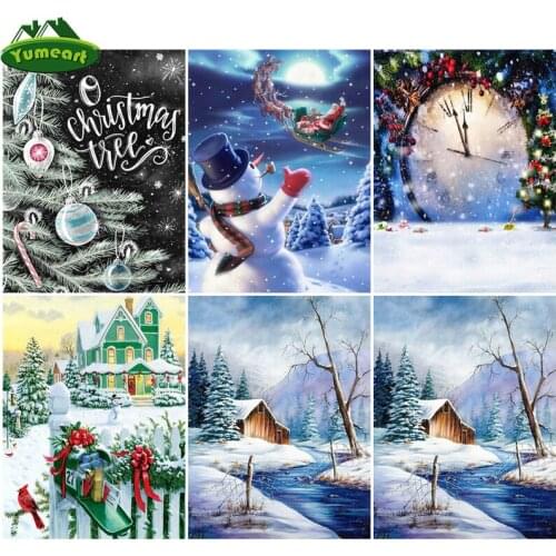 DIY 5D Diamond Painting By Number Landscape Cartoon Winter Full Drill Square Embroidery Cross Stitch Snow Picture Of Rhinestones