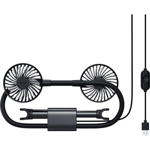 Baseus Dual Head Car Fan 5V USB Adjustable 2 Wind Speed Headrest Fan for Vehicle SUV RV Boat Auto Sedan Small fan for Summer Car