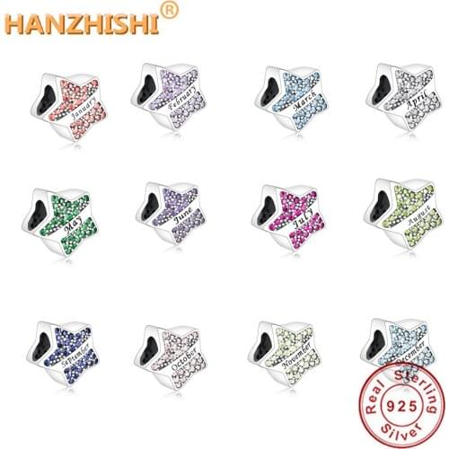 2021 Spring Collection 925 Sterling Silver Shining Birthstone Star Charms Beads Fits Original Pandora Charm Bracelet Jewelry