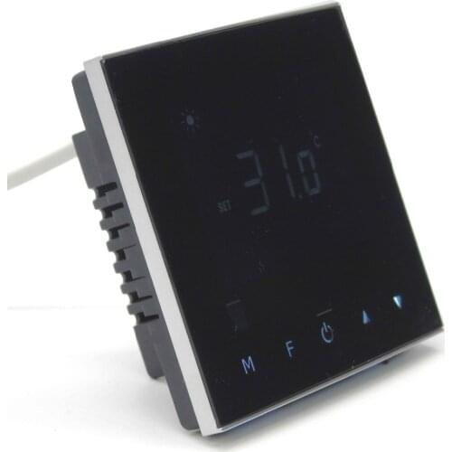 Black acrylic Touch screen Gas Boiler Thermostat With Room