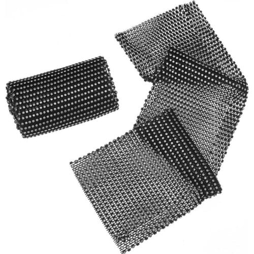 Women Full Glitter Rhinestone Arm Warmer Sleeves Summer Sunscreen Nightclub Hollow Plaid Mesh Fishnet Fingerless Gloves