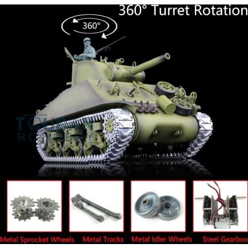 Heng Long 1/16 Scale TK7.0 Upgraded M4A3 Sherman RTR RC Tank 3898 W/ 360° Turret TH17675
