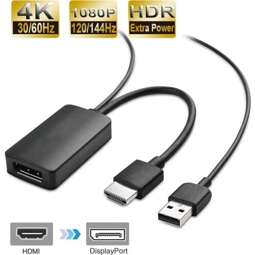 Navceker 4K@60Hz HDMI to Displayport Cable 1080@120Hz HDMI to DP Converter Adapter HDMI 2.0 to Displayport for PS5 PS4 Pro XBox