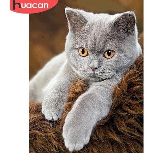 HUACAN 5d Diy Diamond Painting Cat Wall Stickers Full Square/round Diamond Art Painting Embroidery Mosaic Animal Home Decor
