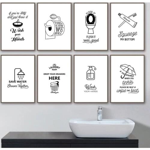 Canvas Painting For Bathroom Rules Wall Art Funny Bathroom Decoration Prints Toilet Humour Pictures for Bathroom Home Decor