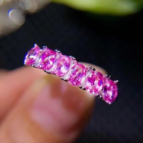 CoLife Jewelry Pink Sapphire Ring for Office Woman Natural Pink Sapphire Ring 925 Silver Gemstone Ring Gift for Woman