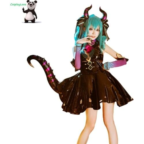 CosplayLove Vocaloid 2021 Little Devil Miku Cosplay Costume Cute Lovely Halloween Dress With Tail For Girl Christmas