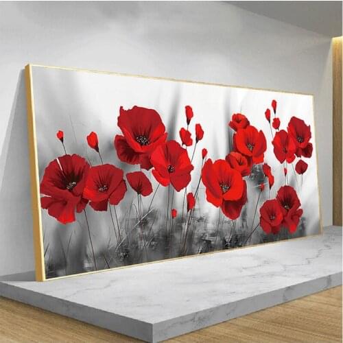 Red Poppies Flower diamond Painting On Wall Art diamond embroidery Watercolour Decorative Picture Cuadros For Living RoomZP-3759