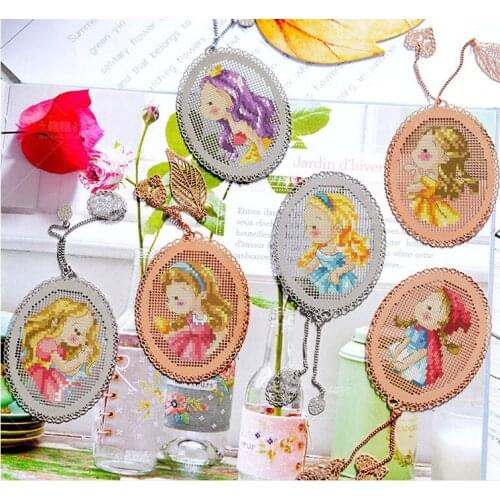 Round girl Bookmark Princess DIY Craft Stich Set Cross Stitch Needlework Embroidery Crafts Counted Cross-Stitching Kit