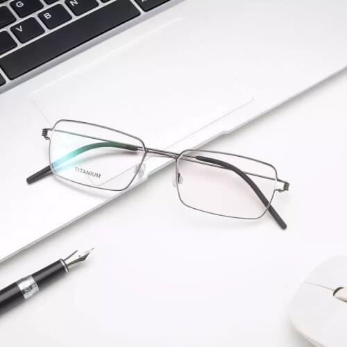 Brand Rim Titanium Glasses Frame Men Women Non-Screw Square Eyeglasses Super Light Korean Prescription Optical Eyewear Tim