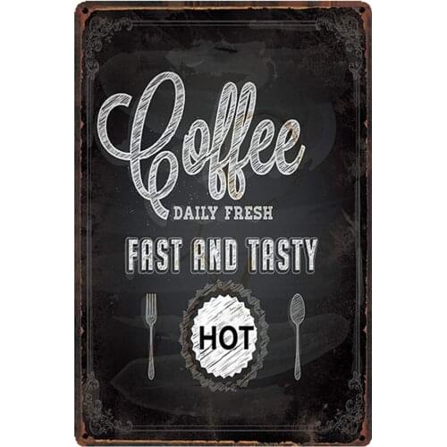 Nostalgia Original Vintage Design Coffee Daily Fresh Tin Metal Signs Wall Art|Thick Tinplate Print Poster Wall