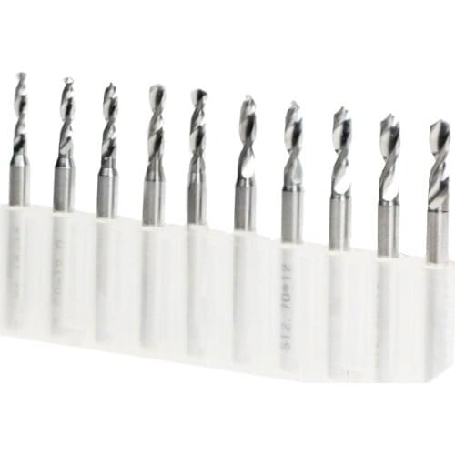 New 10pcs 2.1mm Carbide PCB CNC Router Drill Bit, End Mills Sets, Print Circuit Board Drilling Bits Wood Tools HUHAO