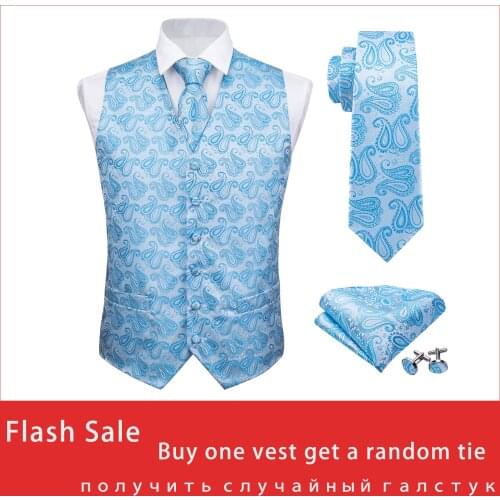 New Fashion Mens Wedding Vest Sky Blue Men Formal Dress Slim Fit Waistcoat Necktie Set Casual Sleeveless Suit Jacket DiBanGu
