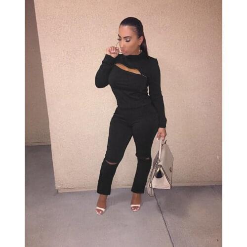 Ueteey New Two-piece Casual Solid Zip Design Autumn Women Outwear Two-piece Pant Set