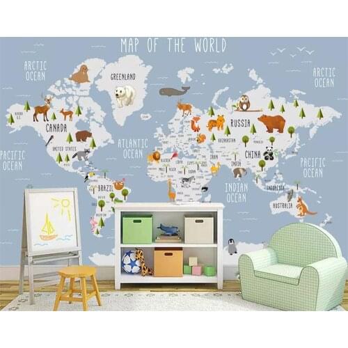 Beibehang Wallpaper cartoon world map children room decoration background wall paper baby room living room bedroom 3d wallpaper