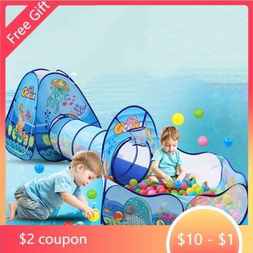 3 Pcs / Set Childrens Tent Portable Kids Tents Children Ball Pool Ball Pit Crawling Tunnel Baby Play House Folding Outdoor Toys