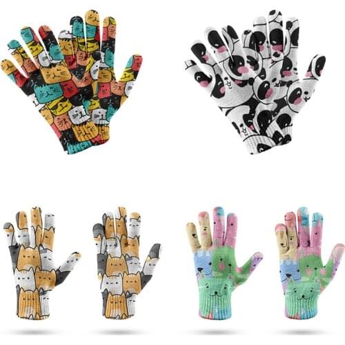 Women And Men Winter Warm Knitted Gloves 3d Printed Touch Screen Gloves For Phone Screen Winter Autumn Non-Slip Mitten