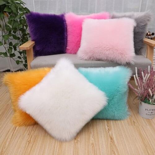 Plush Pillowcase Wool Soft Cushion Cover Throw Pillow Case Home Decor for Bed Living Room Bedroom