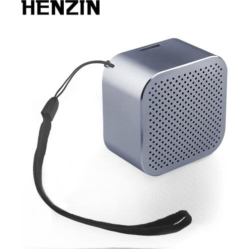 HENZIN Mini Portable Bluetooth Speaker Metal Subwoof Column with Mic TF card AUX MP3 Player Wireless Speaker for iPhone Huwwei