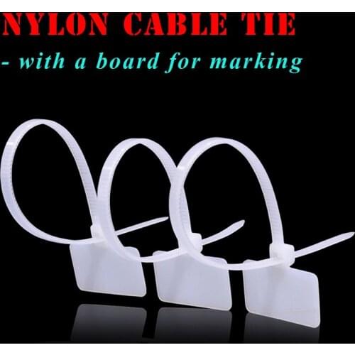 Premium Plastic Nylon Cable Ties with Board for Marking Self Locking Ties 3.6x200mm - 250 pcs/ lot Red White Yellow Blue Black