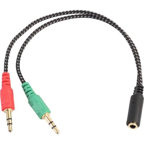 MOOL Headphone Splitter for Computer, Earphone Adapter for PC Audio & Mic, 3.5mm Female to Dual 3.5mm Male