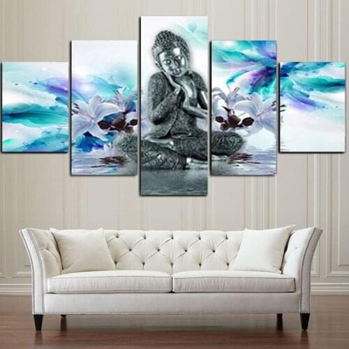 Buddha Statue full square round Diamond painting flowers lily embroidery 5 Pieces diamond embroidery Nature Wall Art A2139