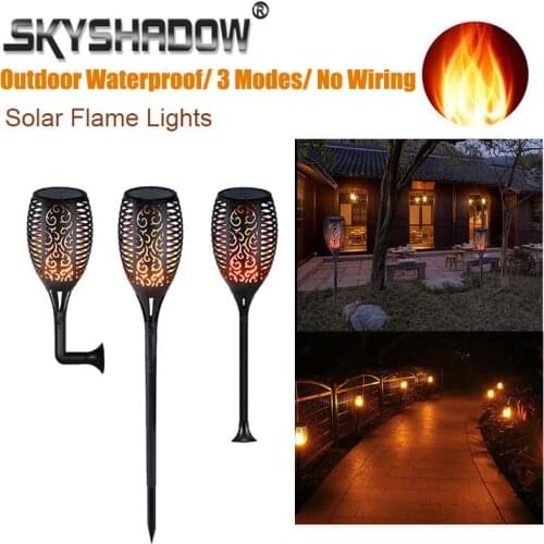 96 Leds Outdoor Solar Flame Torch Light Flickering IP65 Waterproof Wall Lamp For Garden Lawn Path Decoration Landscape Lighting