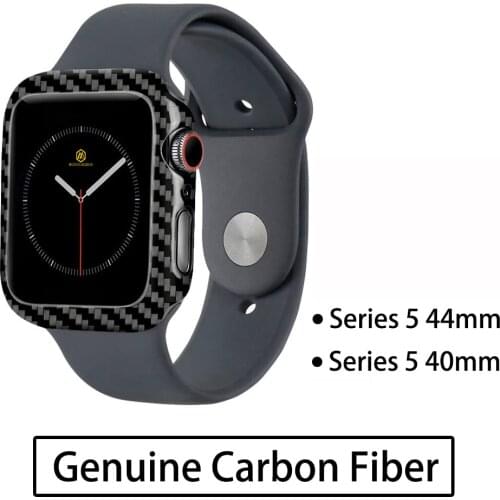 MONOCARBON Slim Genuine Carbon Fiber Case for Apple Watch 44mm 40mm Series 5 Gen 5 Carbon Fibre Cover
