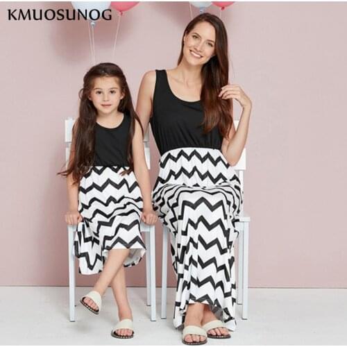 2020 Spring Women Dress Family Matching Clothes Mommy and me Clothes Striped Grils Dress Mother Daughter Dresses Tank Dress