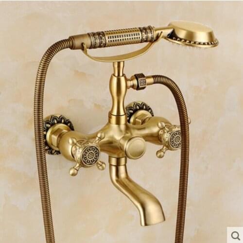 Vidric Europe style total brass bronze finished carved bathtub faucet wall mounted bath and shower faucet exposed B&S faucet set
