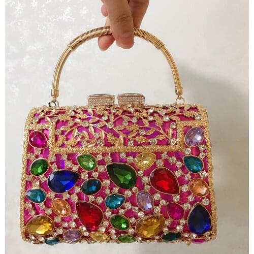 XIYUAN Female Crystal Diamond Clutches Women Evening Bag for Wedding Bridal Shoulder Bag Chain Newest chain Evening bags clutch