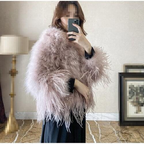 Women 100% Real ostrich feather fur Coat Jacket Bolero Bridal Formal Winter New Coat Furry outwear fur clothing C294