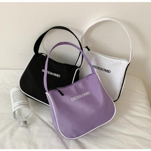 Underarm Baguette Shoulder Bags For Women Solid Color Big Capacity 2021 Korean Autumn Ins New Designer All-Match Nylon Handbags