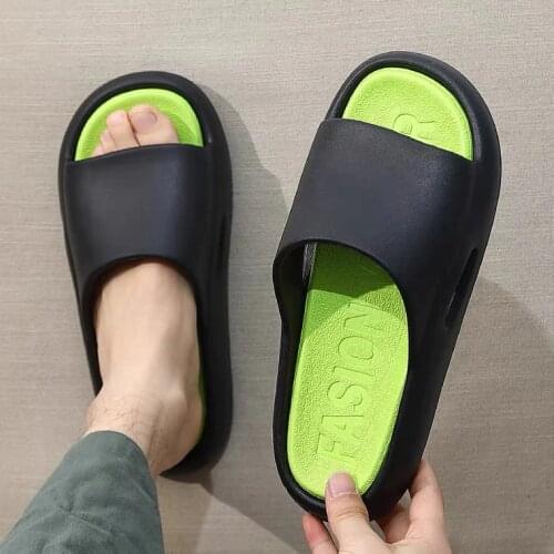 Coslony Slippers Men Summer Shoes 2021 Outside Slides for Women Soft Thick Sole Couple Non-slip Pool Beach Sandals Indoor Bath