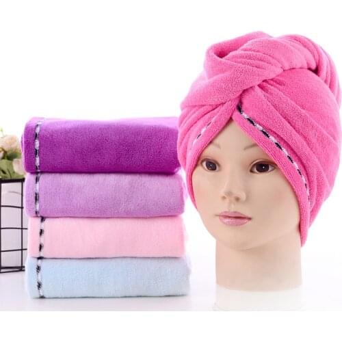 1 Pcs Magic Microfiber Bathing Quick Dry Hair Cap Turban Wrap Towel Hat Bathroom Cute Long Hair Hair-drying Shower Caps