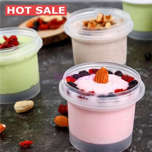 10pcs Transparent plastic Ice Cream packing Box, clear mousse cup with lid and sticker, SP01