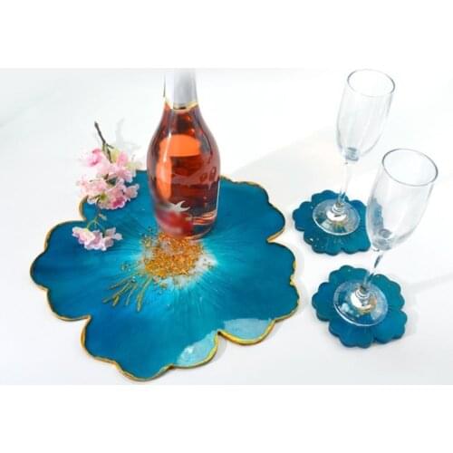 2Pcs/Set DIY Flower Shape Coaster Pad Casting Silicone Mould Crafts Decorations Making Tools Crystal Epoxy Resin Mold