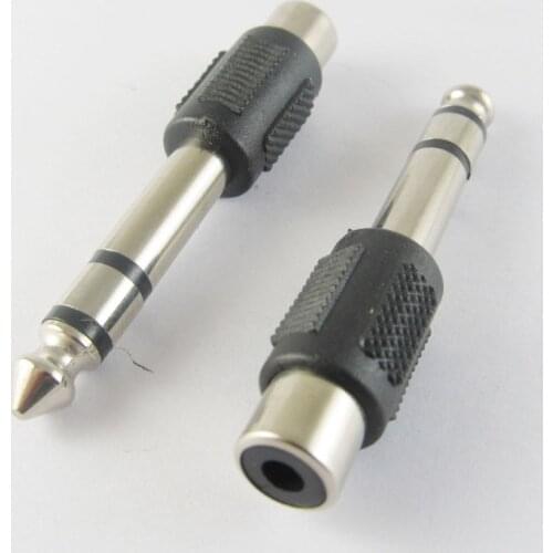 3pcs 6.35mm 1/4" Stereo Male Plug to RCA Phono Female Audio Adapter Connector