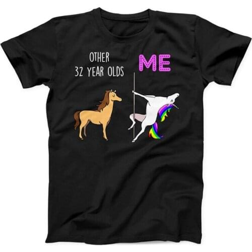 32 years old birthday shirt, funny 32 years old birthday gift round neck 100% cotton T-shirt clothes women summer plus size