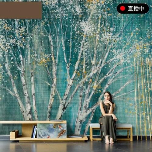 3D American style simple forest pastoral wallpaper classic living room bedroom sofa TV background wall sofa decorative murals