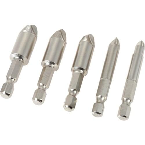HOEN 5pcs Screw Extractor Drill Bits Guide Broken Damaged Bolt Remover Center Drill Bits Easy Out #0 #1 #2 #3 #4