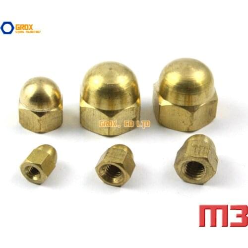 50 Pieces M3 Brass Metric Thread Hexagon Dome Nut DIN1587